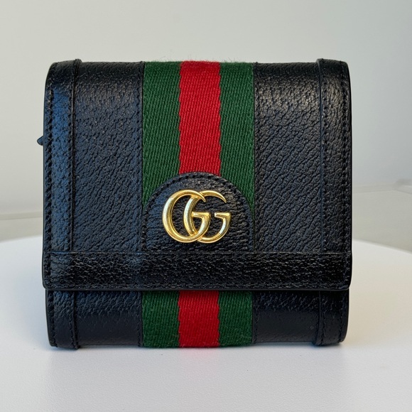 GUCCI OPHIDIA WEB STRIPE BIFOLD WALLET - Picture 1 of 10